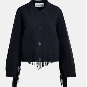 Essential Antwerp Istern Fringe Jacket , Navy , size small -NWT